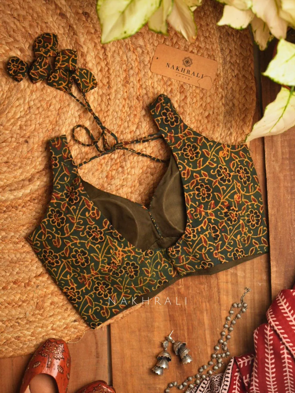 Taal Mehendi Green Cotton Printed Blouse