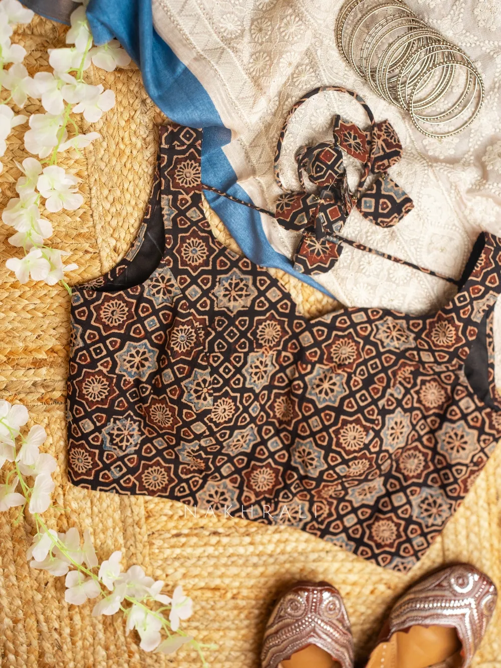 Trendy Ajrak Print Cotton Blouse