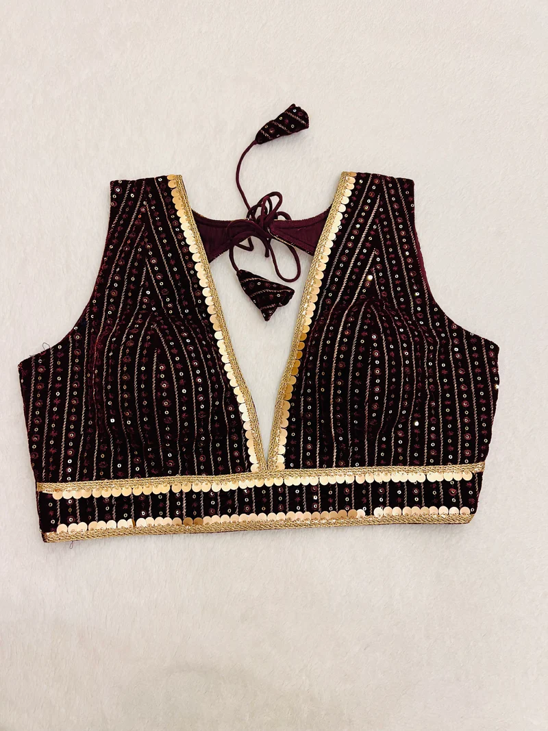 Royal Maroon Embroidered Designer Blouse