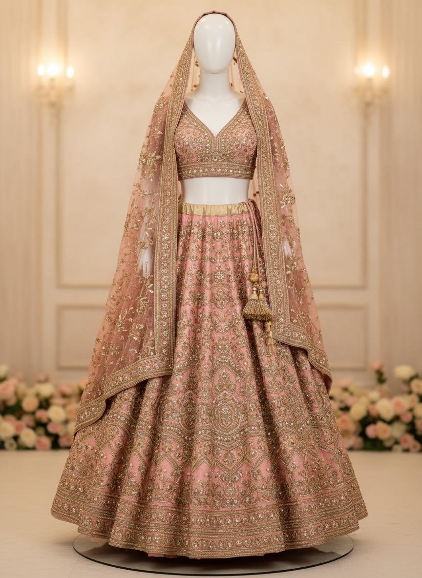 Designer Lehenga Choli - Pink Gold