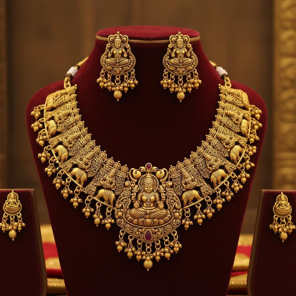 Antique Gold Temple Jewellery Set